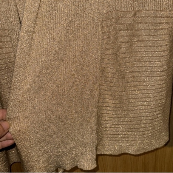 JM collections, metallic gold sparkle, tan open front cardigan size larg... - Picture 5 of 5